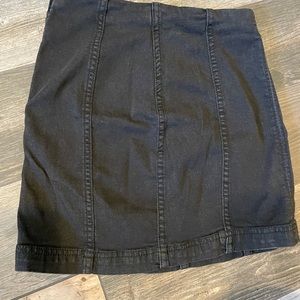 Free People black denim mini skirt with side zipper